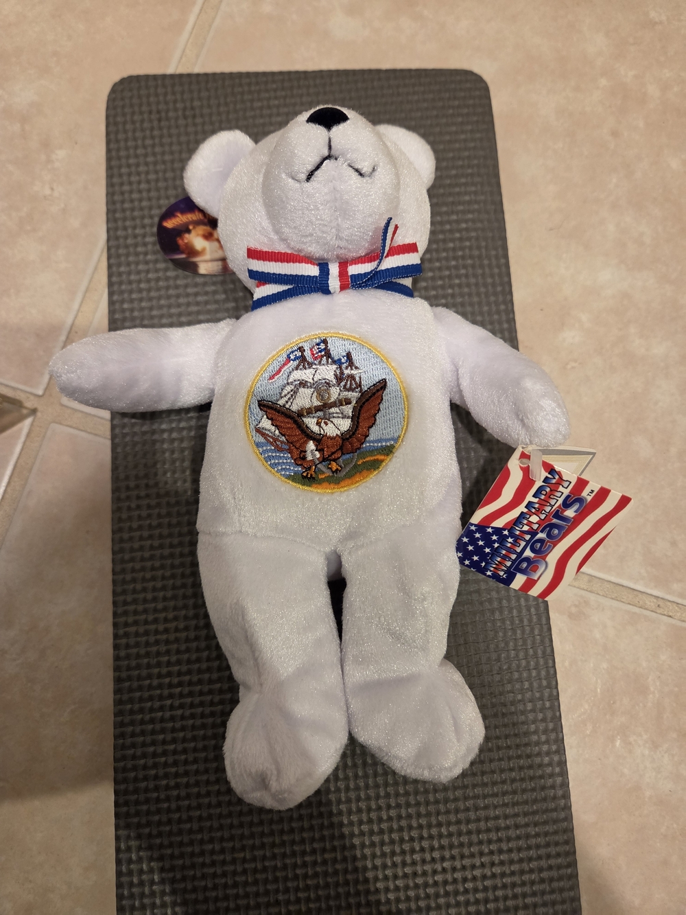 Patriotic White Bear One-Piece Plush for Kids